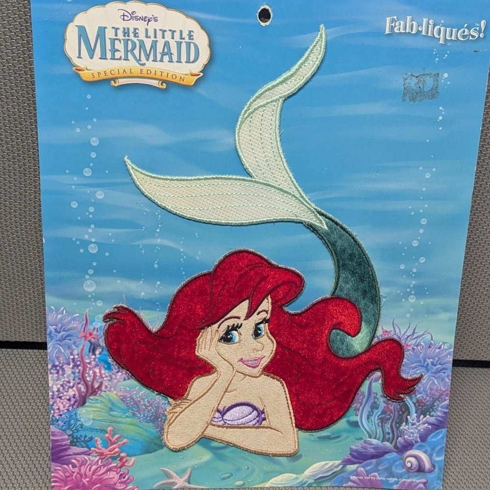 Disney The Little Mermaid Ariel Fab-liques Large Embroidered Applique Patch NEW